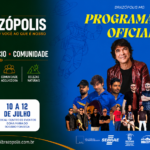Cartaz oficial do 1º Festival Gastronômico de Brazópolis MG, de 10 a 12 de julho de 2026, na Praça Heitor Machado