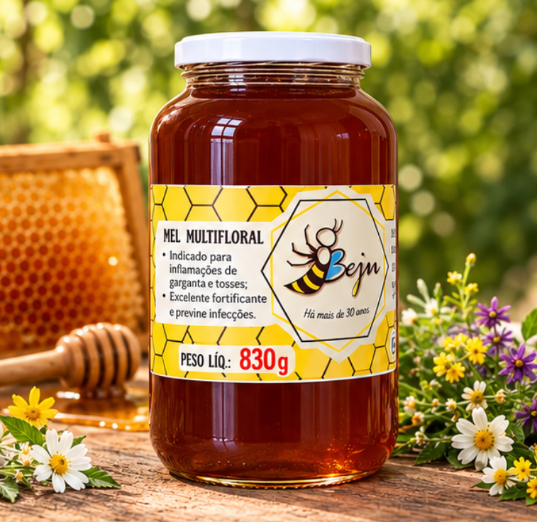 Mel Multifloral Apiário Beju (340g e 830g)
